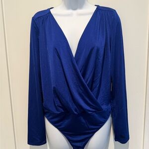 Express Royal Blue Long Sleeve Bodysuit